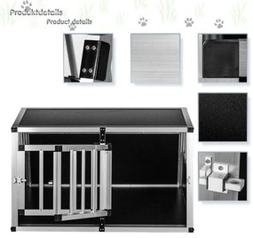 Cușcă de transport din aluminiu pentru câini 89 × 69 × 50 cm