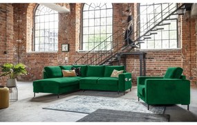 Colțar verde închis extensibil cu tapițerie din catifea (cu colț pe partea stângă ) Lofty Lilly – Miuform