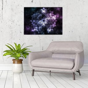 Tablou pe sticlă - Mandala Lotus în spațiu (70x50 cm)