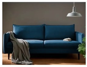 Canapea albastru-închis cu tapițerie din catifea 203 cm Juli – Ropez