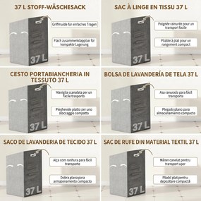 HOMCOM Dulap de baie din bambus cu coș de rufe detașabil de 37 l, natural | Aosom Romania