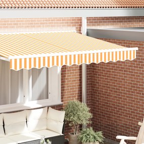 vidaXL Umbra pentru terasă, 2.5 m, galben și alb, 2.3x0.2 m