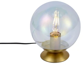 Lampă de masă Art Deco alamă cu sticlă fum curcubeu - Pallon