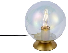 Lampă de masă Art Deco alamă cu sticlă fum curcubeu - Pallon