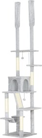 PawHut Copac zgârietoare de tavan cu înălțime ajustabilă 225-255cm Gri deschis | Aosom Romania