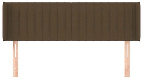 Tablie de pat cu aripioare maro inchis 147x16x78 88 cm textil 1, Maro inchis, 147 x 16 x 78 88 cm