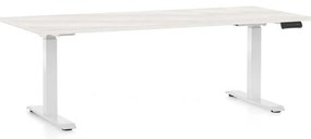 Masă înălțime reglabilă OfficeTech D, 180 x 80 cm, picioare albe, frasin alb