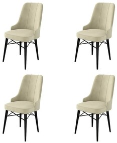 Set de scaune de sufragerie Pare Cream and Black,4 buc.