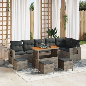 vidaXL Set de canapele pentru grădină 9 pcs Gri poliratan