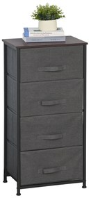 HOMCOM Comoda din Material Textil Mobila de Depozitare 4 sertare sifonier dim. 45L x 30l x 92H cm Cadru din metal gri | Aosom Romania