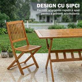 Outsunny Set de Luat Masa pentru Grădină 5 Piese, Masă și 4 Scaune Rabatabile | Aosom Romania