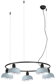 Lustra suspendata metal TATAWIN S 5L negru, blue