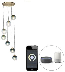 Lampă suspendată inteligentă din alamă cu 7 lumini, inclusiv Wi-Fi ST64 - Pallon