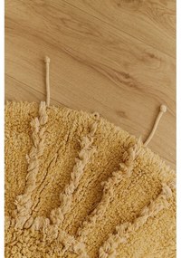 Covor galben muștar lavabil, țesut manual, rotund, din bumbac ø 100 cm Solar Multishape – Lorena Canals