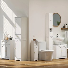 HOMCOM Dulap Compact pentru Baie cu Suport Hârtie Igienică - Alb | Aosom Romania