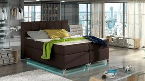 Pat tapitat boxspring, cu spatiu pentru depozitare, echipat cu LED, 160X200 cm, Basilio 2, Eltap (Culoare: Verde deschis)