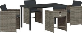 vidaXL Set de masă pentru grădină 5 pcs Gri poliratan