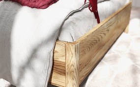 Pat lemn masiv Karl Tapițat Stejar Personalizabil - 200x200cm
