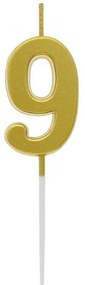 Numere Metallic auriu, Lumânare cifră aurie, lumânare tort cifra 9