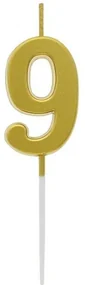 Numere Metallic auriu, Lumânare cifră aurie, lumânare tort cifra 9