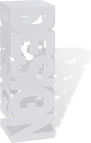 vidaXL Suport pentru umbrele, pătrat, depozitare bastoane, alb, 48,5 cm, oțel