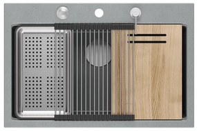 Statie de lucru incastrata Quadron Unique Marc 110 gri - inox 1 cuva 75x49 cm