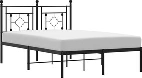 vidaXL Cadru de pat metalic cu tăblie, negru, 120x190 cm