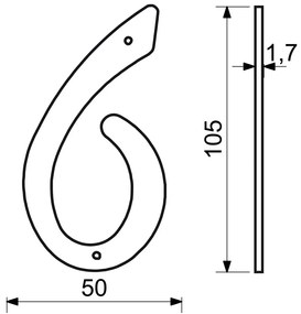 Număr casă 6", RN.105HR, negru"