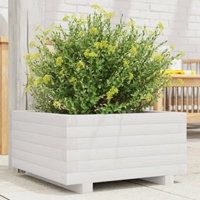 vidaXL Jardinieră de grădină, alb, 50x50x26,5 cm, lemn masiv de pin