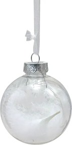 Set 12 bucati ornamente de Craciun WHITE FEATHER 9 cm, alb