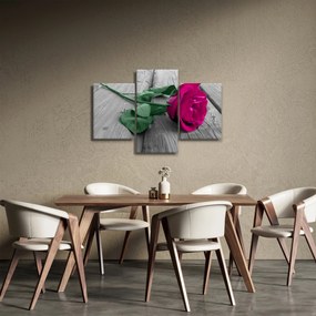 Tablou - Trandafir roz cu tulpina verde (90x60 cm)