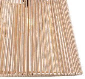 Lumină suspendată de exterior neagră cu abajur bej din frânghie IP44 - Cava Jayla