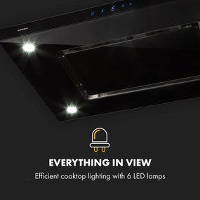 Klarstein Valeria, hotă de aburi, touch LED, 90 cm, 650 m³/h sticlă, oțel inoxidabil