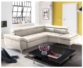 Canapea colțar extensibilă din piele SALERNO II, dreapta, bej