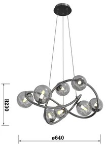 Lustră LED pe cablu NANCY Wofi 7014-805 8xG9/3,5W/230V negru/crom