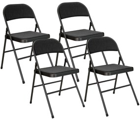 HOMCOM Lot de 4 scaune pliante scaune de masă portabile cadru din oțel 45 x 46 x 78 cm negru | Aosom Romania