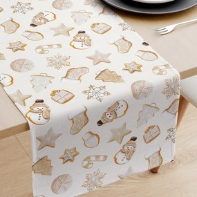 Goldea napron de masă decorativ loneta - turtă dulce de crăciun 35x120 cm