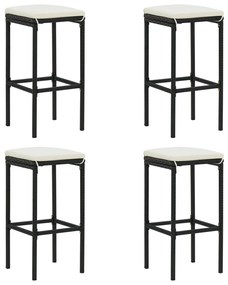 Set mobilier bar de gradina cu perne, 5 piese, negru, poliratan negru si maro, 1