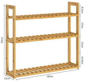 Deuba Raft de perete din bambus - 54x60x15cm