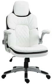 Scaun de birou ergonomic Vinsetto cu suporturi pentru brațe rabatabile, scaun de birou cu înălțime reglabilă și funcție de balans, scaun căptușit gros cu suport pentru brațe reglabil 69 x 67 x 113-121 cm | Aosom Romania