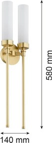 Aplica de perete stil elegant PRESTON 2 alama/sticla opal