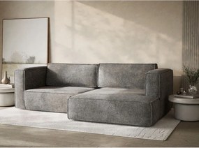 Colțar gri extensibil/cu spațiu de depozitare cu tapițerie din chenille (cu colț pe partea dreaptă/cu șezlong) Velto – Maison de Rêve