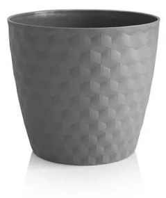 Ghiveci reciclat mat Ruby 19 cm,  gri piatră, 19 cm