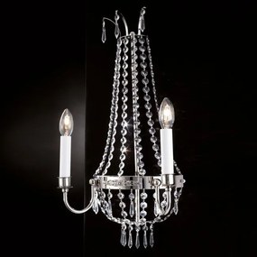 Aplica clasica din alama si cristale Asfour Empire, Antique silver