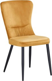 Scaun MIA, galben/negru, stofa catifelata/metal, 51x62x95 cm