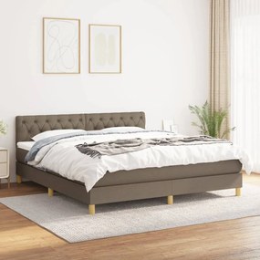 3140869 vidaXL Pat box spring cu saltea, gri taupe, 160x200 cm material textil