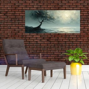 Tablou - pictură în ulei de un copac cu oceanul (120x50 cm)