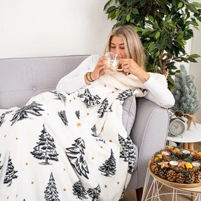 Pătură imitație de blăniță 4Home Frosted Trees, 150 x 200 cm