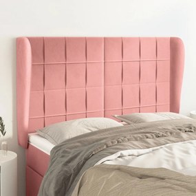 3118009 vidaXL Tăblie de pat cu aripioare, roz, 147x23x118/128 cm, catifea