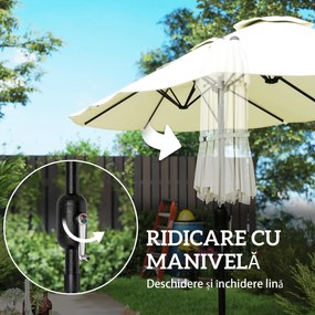 Outsunny Umbrelă Dublă de Grădină 3x1.5 m, Umbrelă de Exterior cu Sac de Nisip, Anti UV 50+, Bej | Aosom Romania